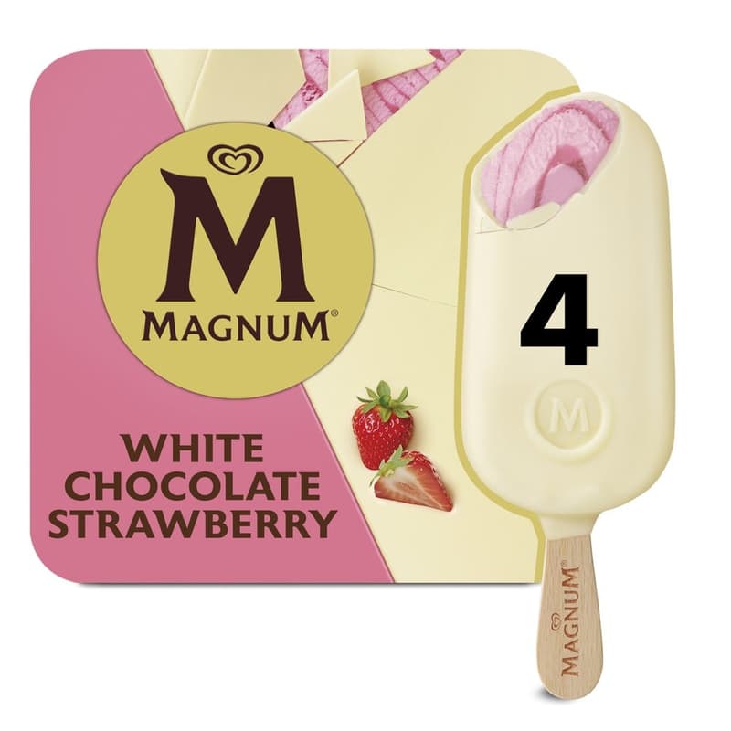 Magnum Multipack 4 x White Chocolate & Strawberry (tiefgekühlt)