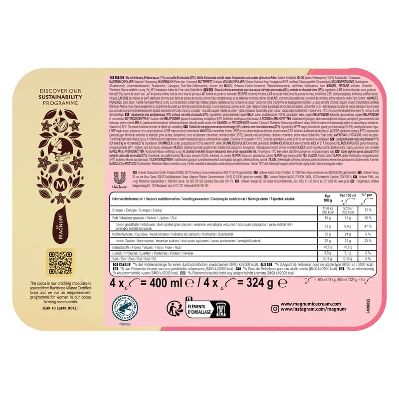 Magnum Multipack 4 x White Chocolate & Strawberry (tiefgekühlt)