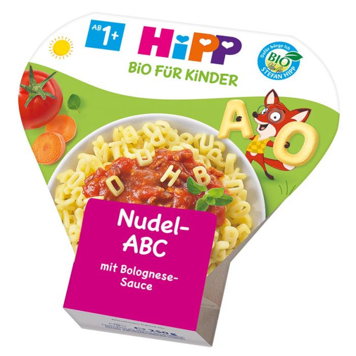 HiPP BIO für Kinder Schalenmenü: Nudel-ABC mit Bolognese-Sauce, 250g, ab 1+