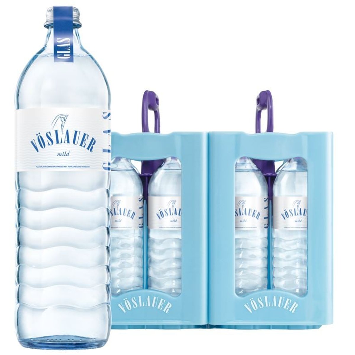 Vöslauer Mild 8er Kiste Glasflaschen (1l Mehrweg)