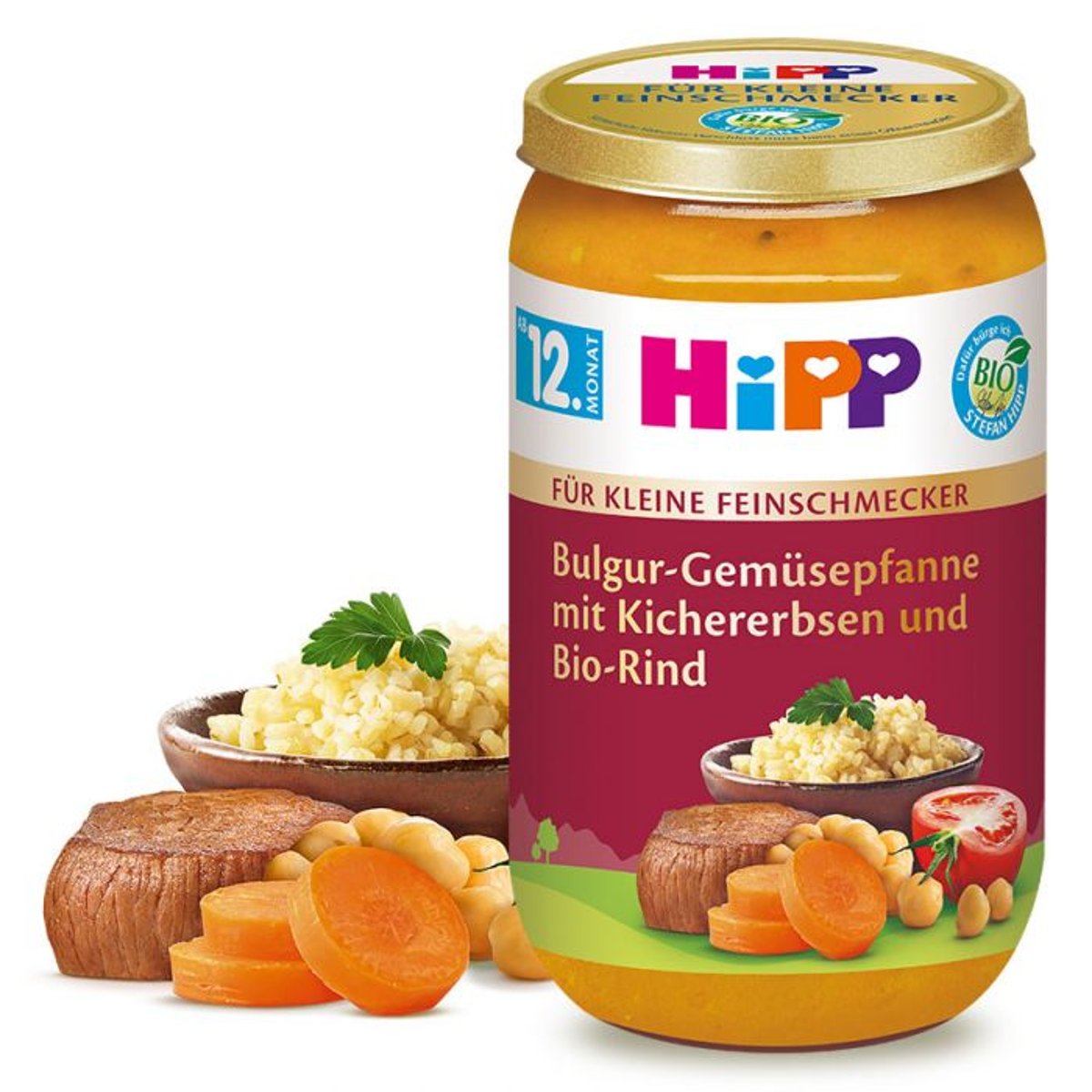 HiPP BIO Für kleine Feinschmecker Bulgur-Gemüsepfanne mit Kichererbsen und Bio-Rind, ab dem 12. Monat