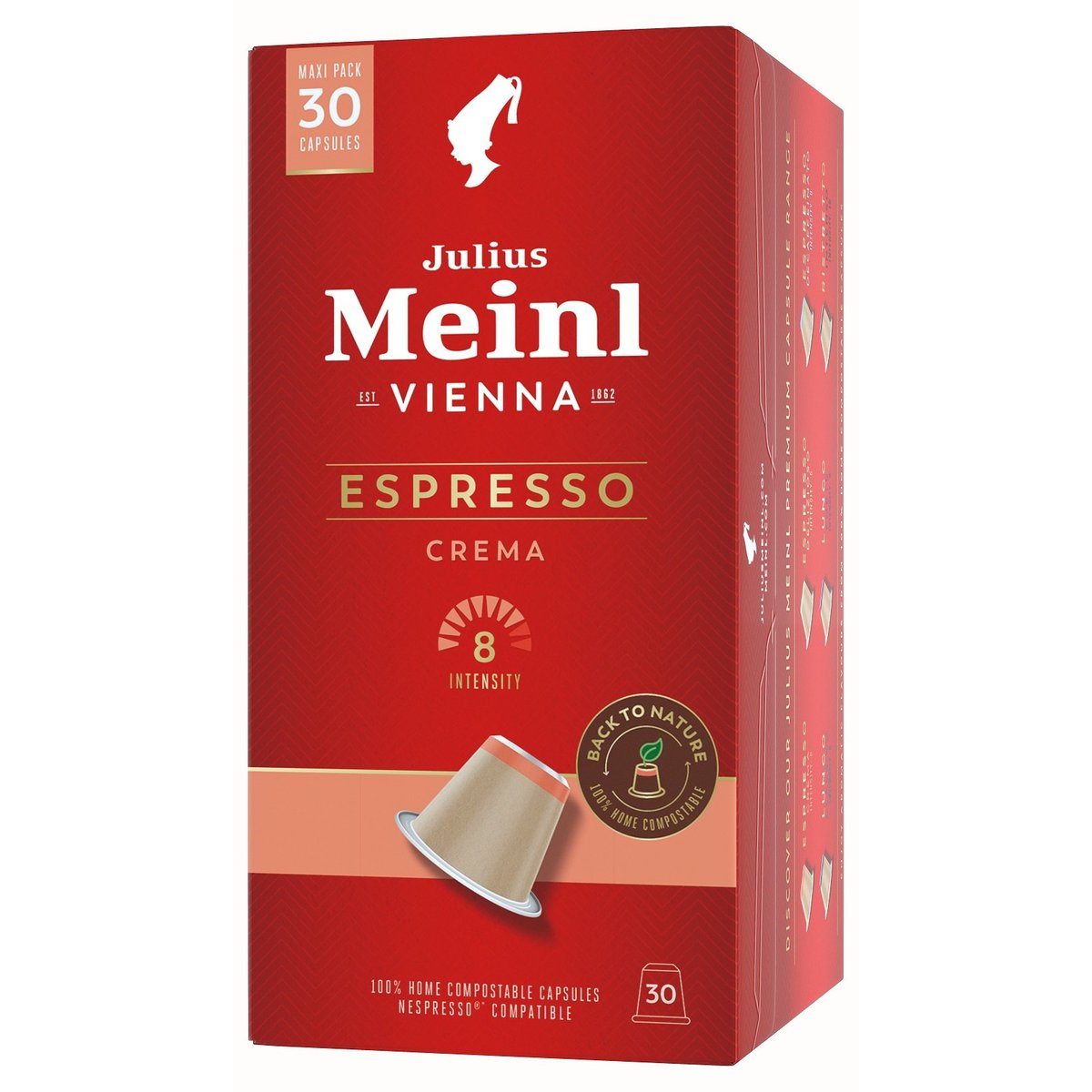 Julius Meinl Espresso Crema kompostierbar/biodegradable Nespresso kompatibel 30 Kapseln