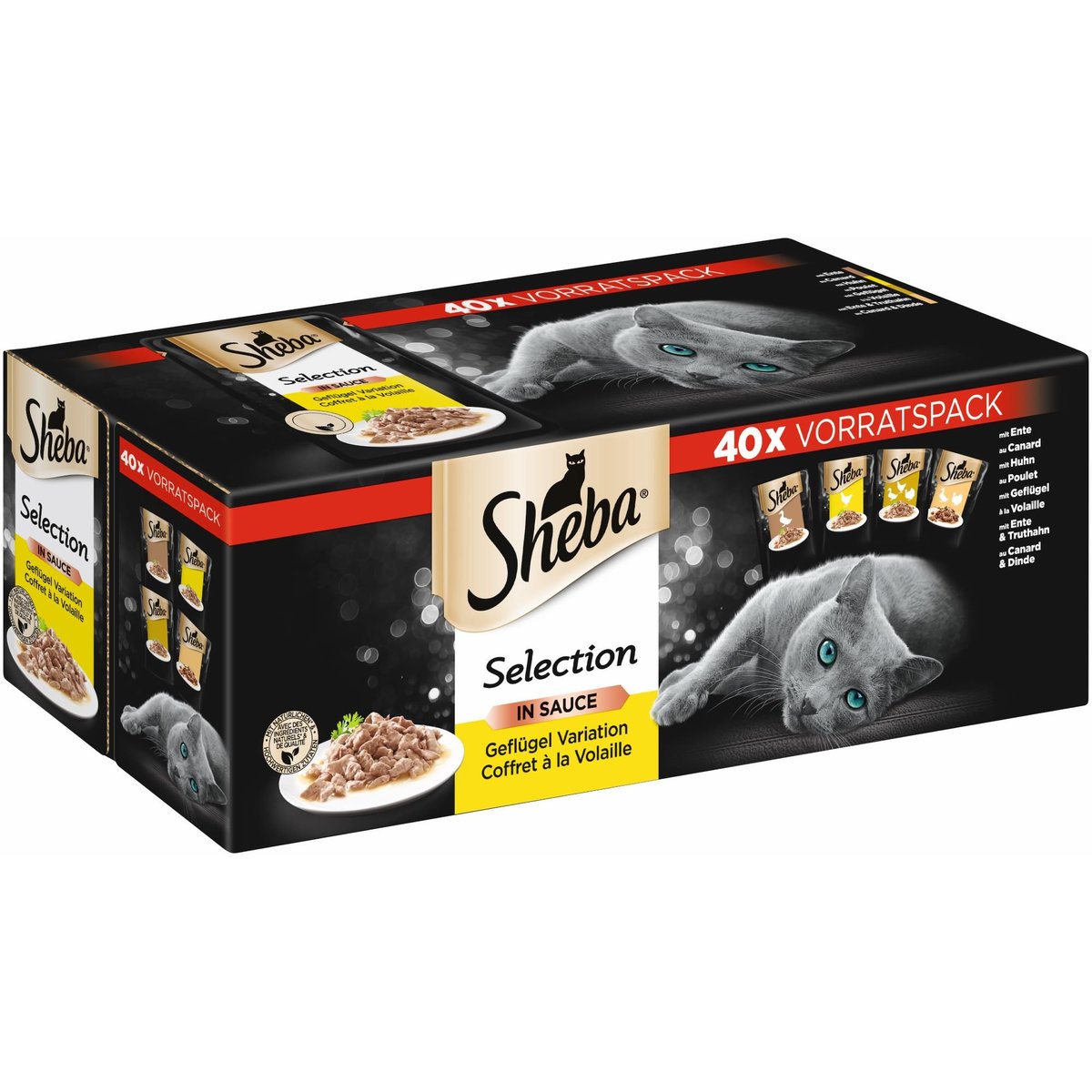 Sheba Selection in Sauce Geflügel Variation 4 Sorten (40x85g)