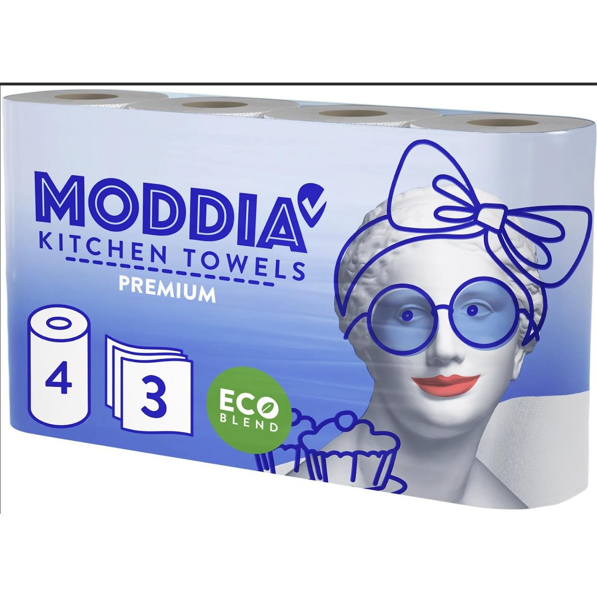 Moddia Küchenrolle 4 Rollen 64 Blatt / 3-lagig