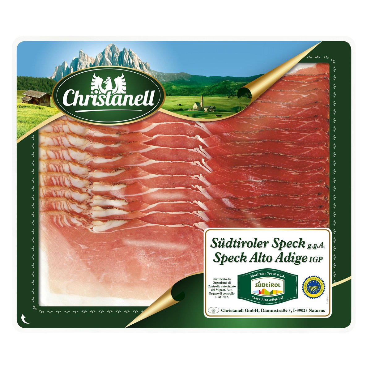 Christanell Südtiroler Speck g.g.A. geschnitten