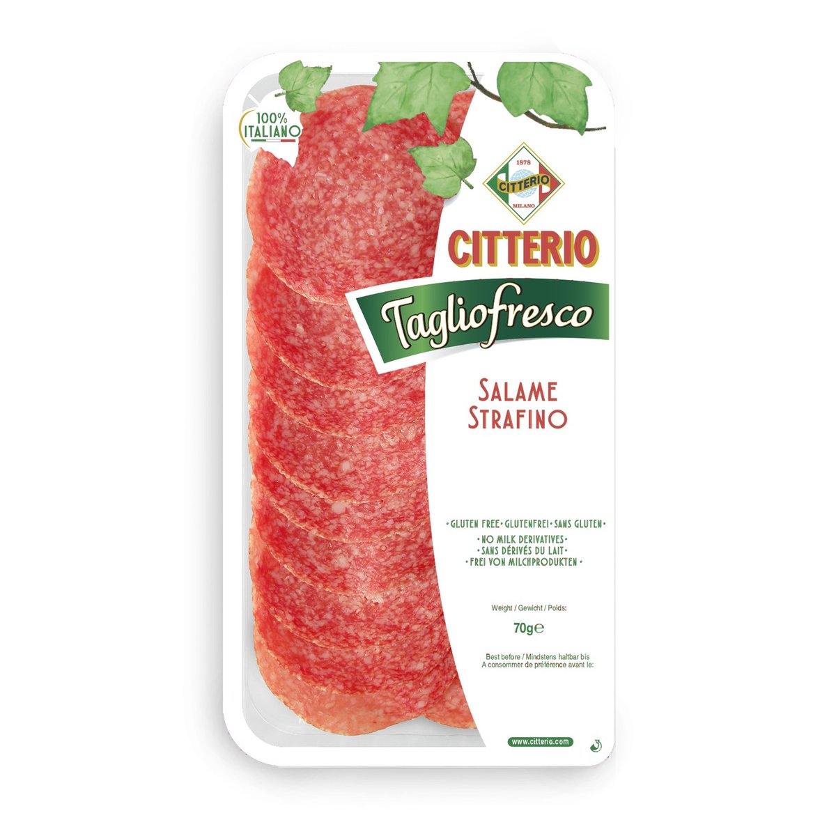 Citterio Salame Strafino geschnitten