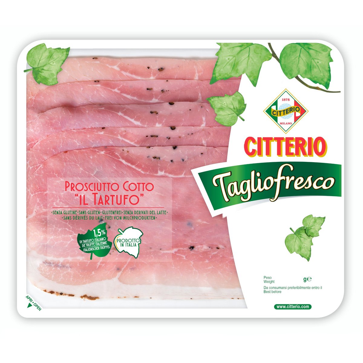 Citterio Prosciutto Cotto il Tartufo geschnitten