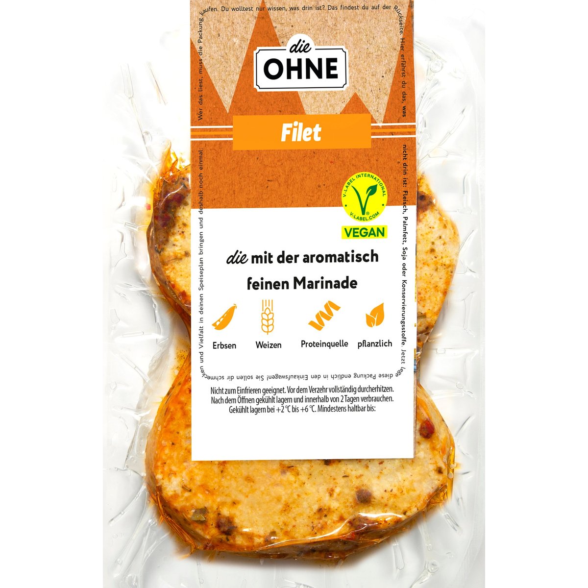 Die Ohne Veganes Filet Huhn mariniert