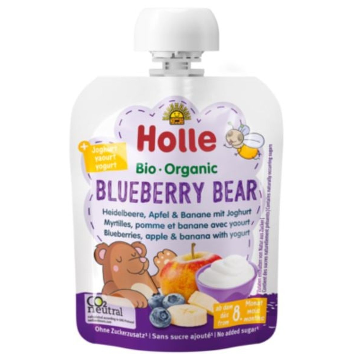 Holle BIO Blueberry Bear Apfel, Banane, Heidelbeere  mit Joghurt