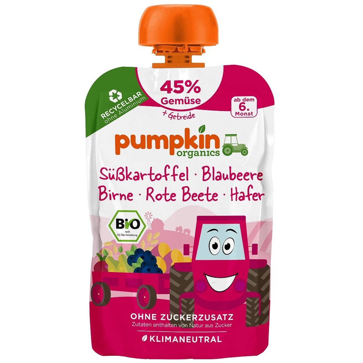 Pumpkin Organics BIO Quetschie mit Süßkartoffel, Blaubeere, Rote Beete, Hafer