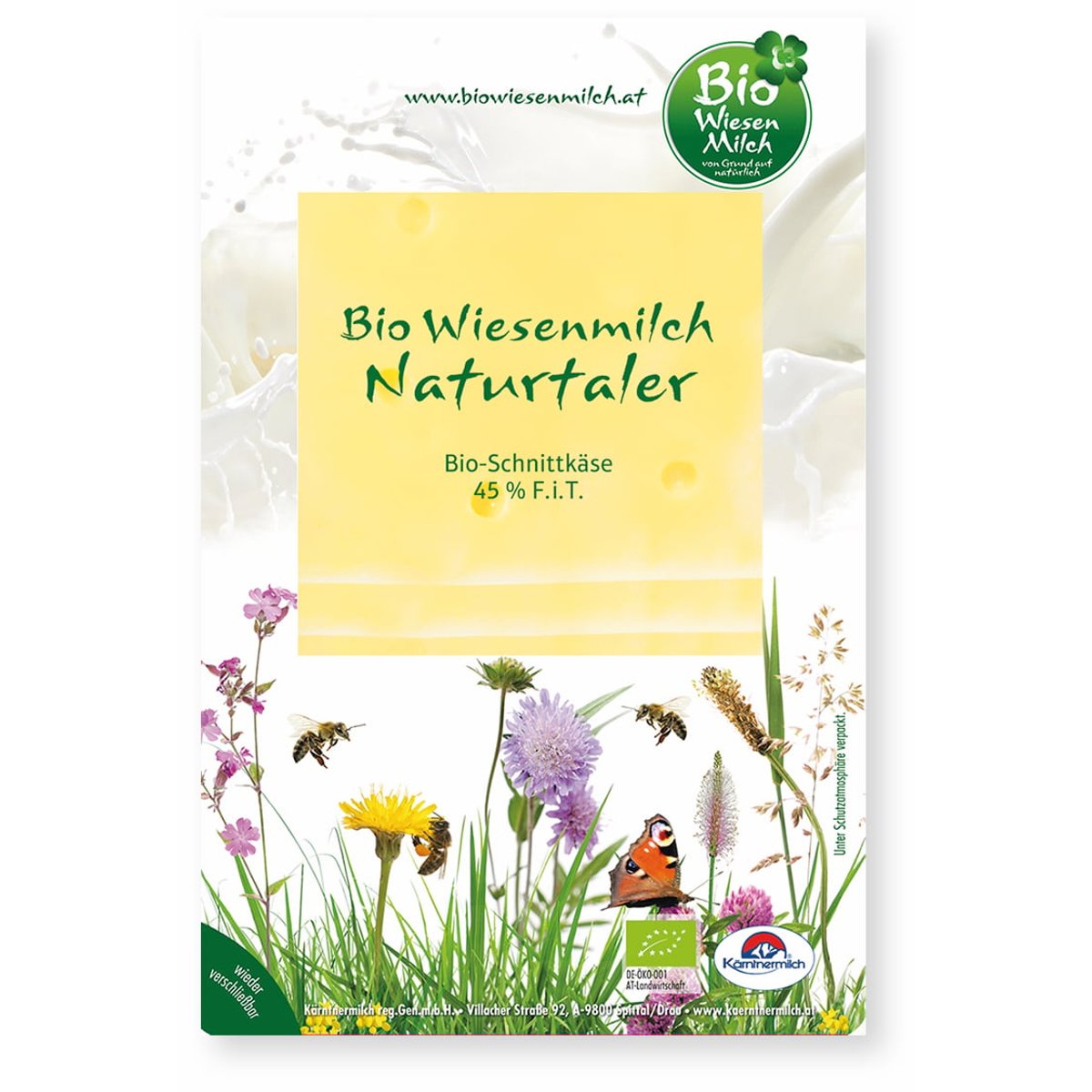 Kärntnermilch BIO Wiesenmilch Naturtaler in Scheiben