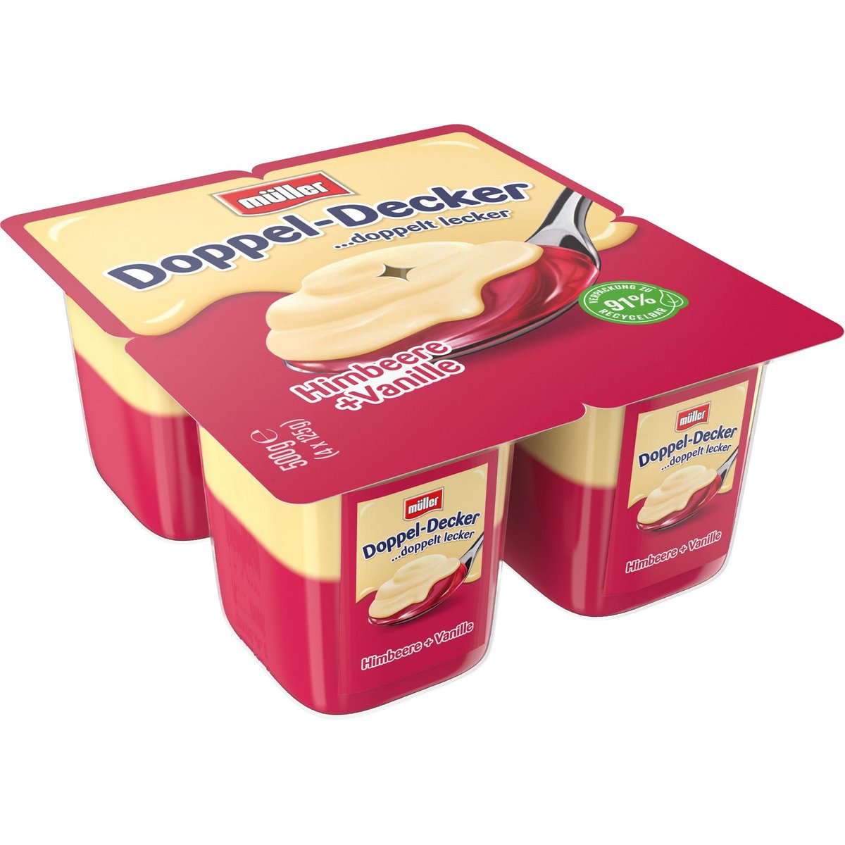 Müller Doppeldecker Himbeere + Vanillesoße 4x125g