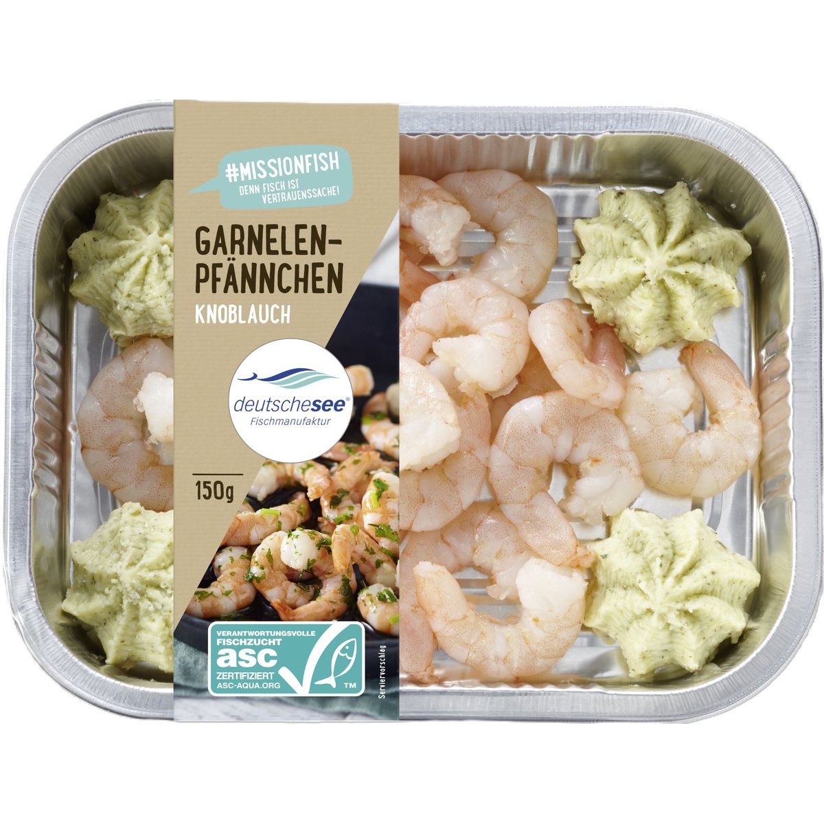 Deutsche See ASC Garnelen mit Kräuter-Knoblauch Butter