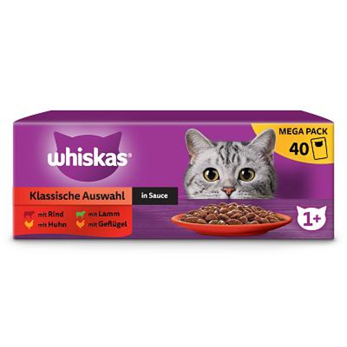 Whiskas Frischbeutel Klassische Auswahl in Sauce 1+ MEGAPACK 40er