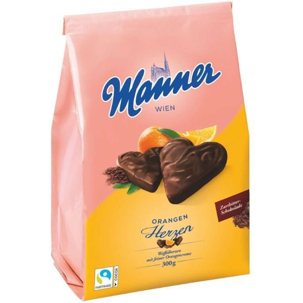 Manner Waffelherzen mit Orangencreme