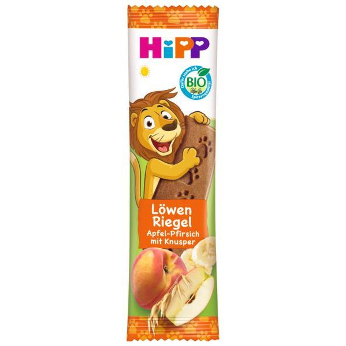 HiPP BIO Löwe Müesli Riegel Hafer-Knusper Apfel-Pfirsich, 20g