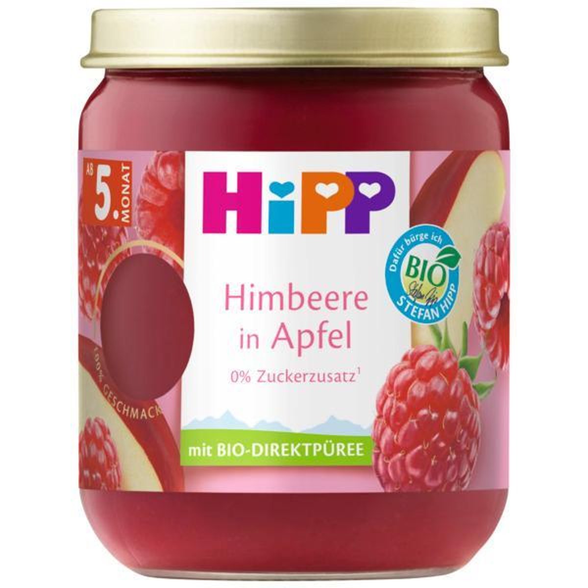 HiPP BIO Früchte Himbeere in Apfel, am dem 5. Monat