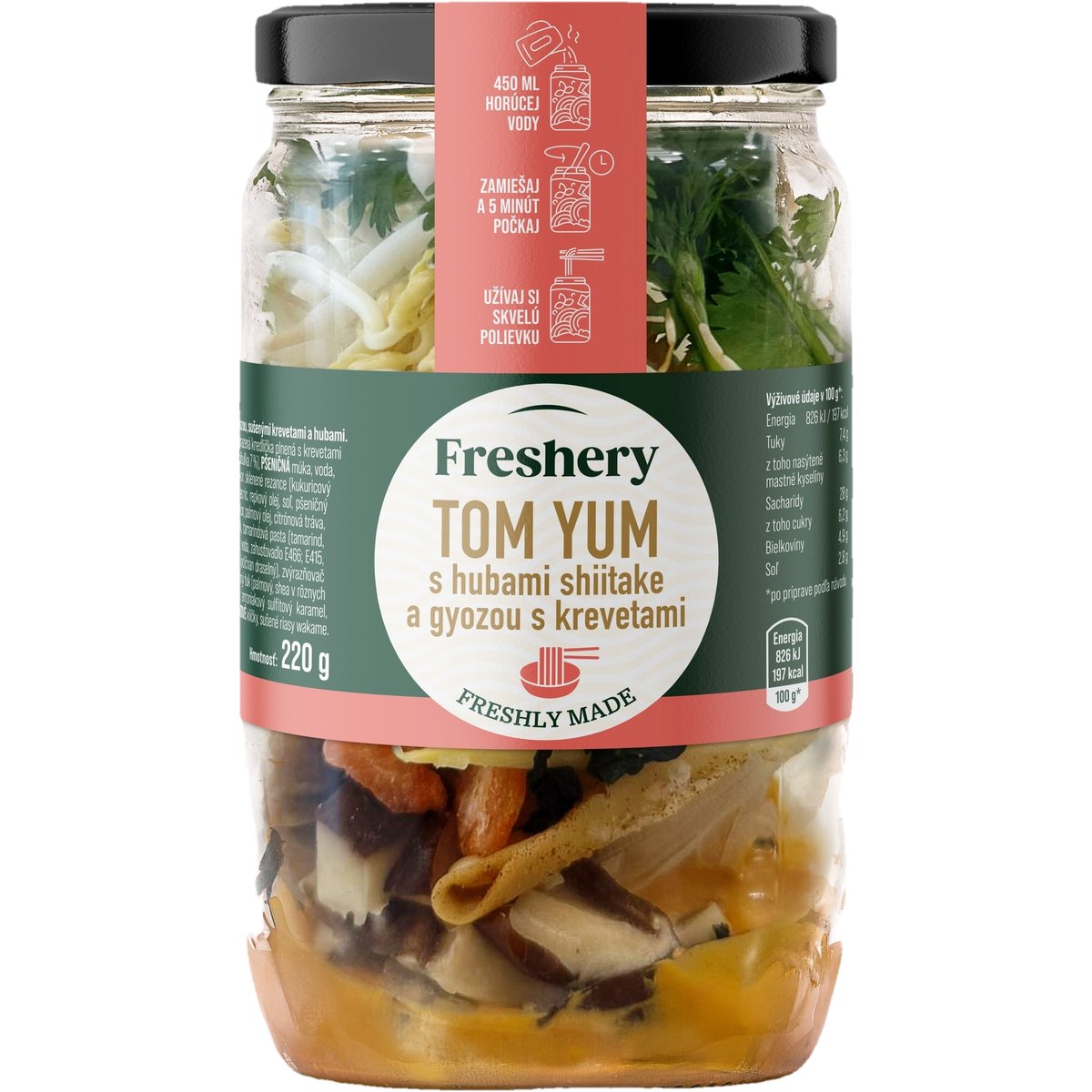 Freshery Tom Yum mit Shiitake-Pilzen und Gyoza mit Garnelen