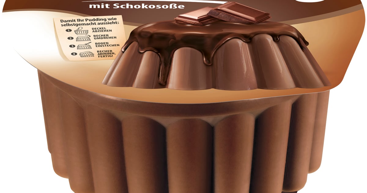 Müllermilch chocolate pudding + chocolate sauce