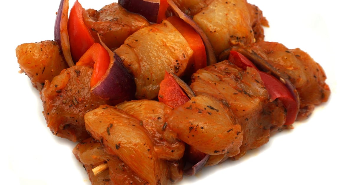 Wech Hendl Spieße mit Paprika und Zwiebel
