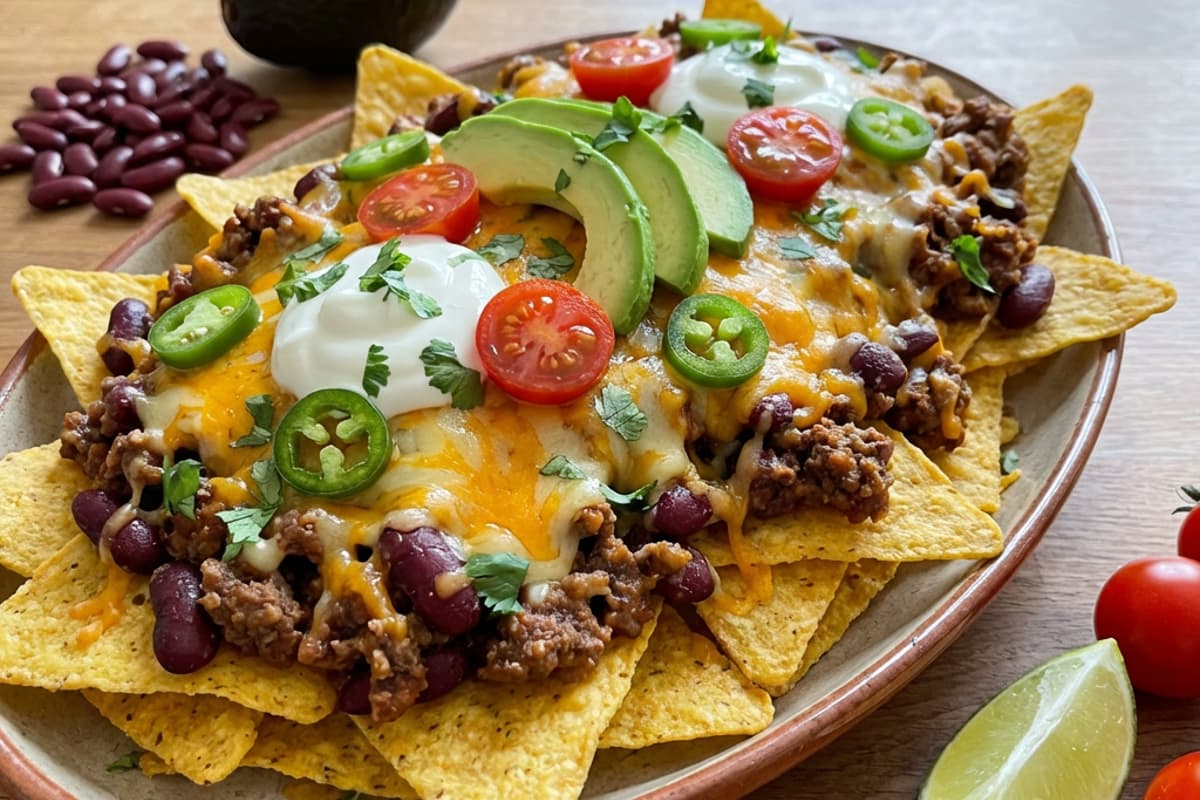 Baked Nachos with Minced Beef