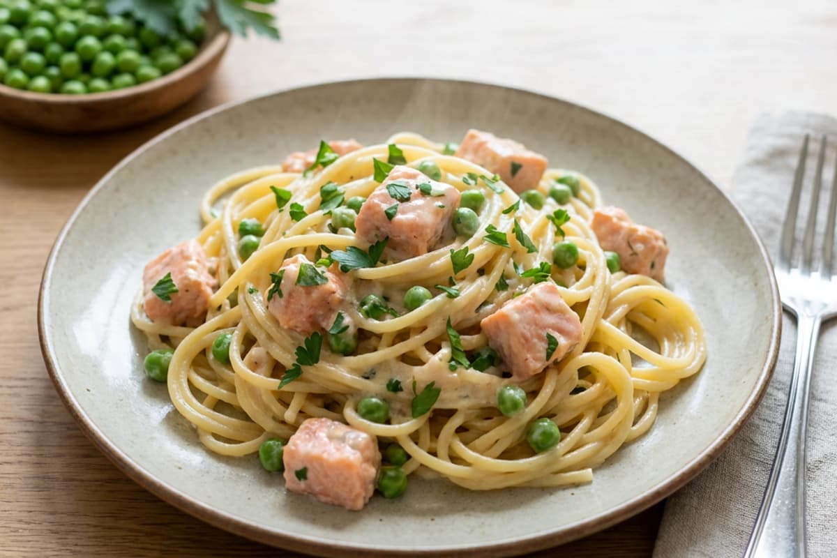 Creamy Pasta with Salmon and Peas