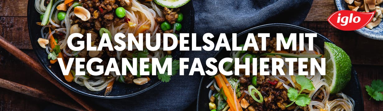 Glasnudelsalat mit veganem Faschierten