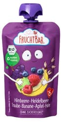 FruchtBar ORGANIC fruit puree raspberry, blueberry, grape, banana, apple, oats