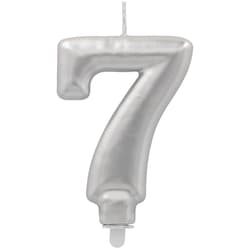 PAPSTAR Birthday candles with holder 7 cm silver "7"