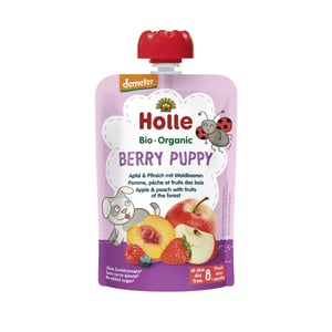 Holle BIO Berry Puppy - Pouchy Apfel & Pfirsich mit Waldbeeren