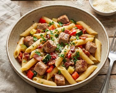 Penne with Pork and Vegetables