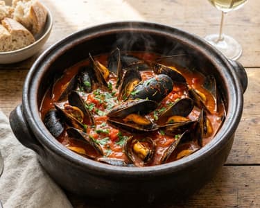 Sailor-style Mussels with Bell Peppers and Tomatoes