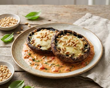 Grilled Portobello Mushrooms with Parmesan & Cream Sauce