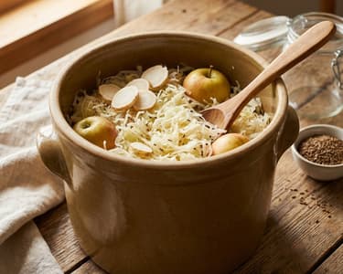Homemade Sauerkraut with Horseradish and Apples