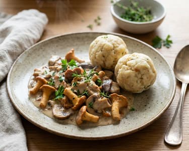 Mushroom Ragout with Bread Dumplings