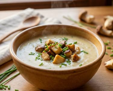Potato Cream Soup with Porcini Mushrooms