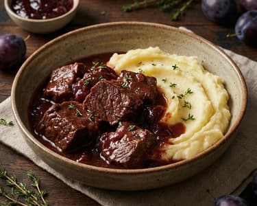 Tender Beef Shoulder in Red Wine with Plum Jam