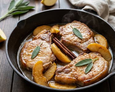 Pork Chops with Apple Juice and Sage