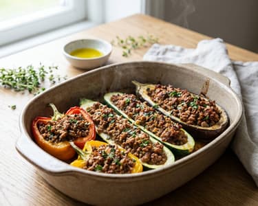 Stuffed Oven Vegetables with Minced Meat