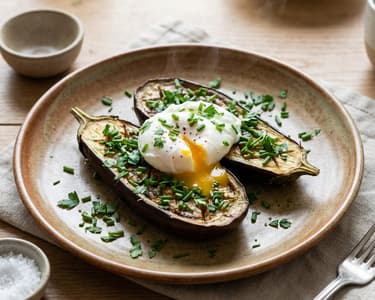 Baked Eggplant with Poached Egg
