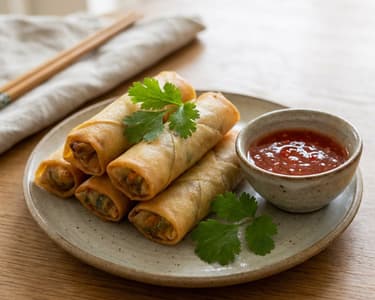 Crispy Vegetable Spring Rolls with Spicy Dip