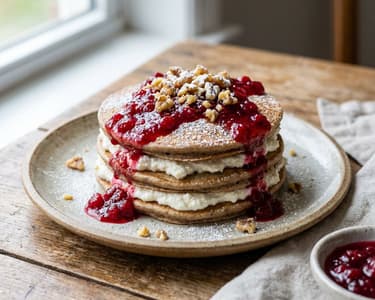 Buckwheat Pancakes with Ricotta and Lingonberries