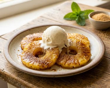 Grilled Pineapple with Vanilla Ice Cream