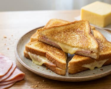 Gratinated Ham and Cheese Toasts
