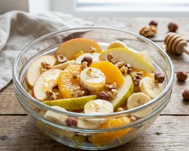 Fresh Fruit Salad with Honey and Nuts