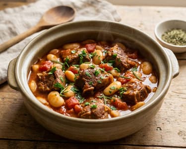 Braised Lamb with Beans and Tomatoes