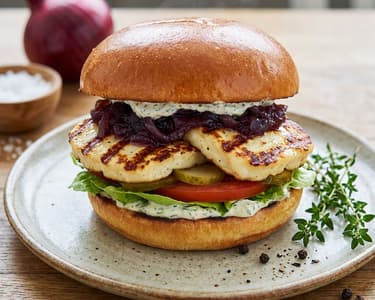 Halloumi Burger with Onion Chutney