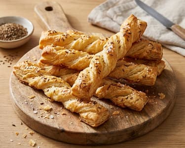 Crispy Puff Pastry Sticks with Caraway