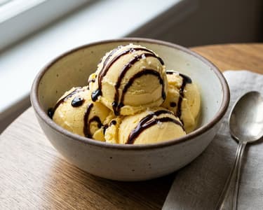Creamy Egg Yolk Ice Cream with Balsamic Glaze