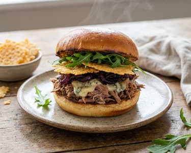 Gourmet Burger with Pulled Duck